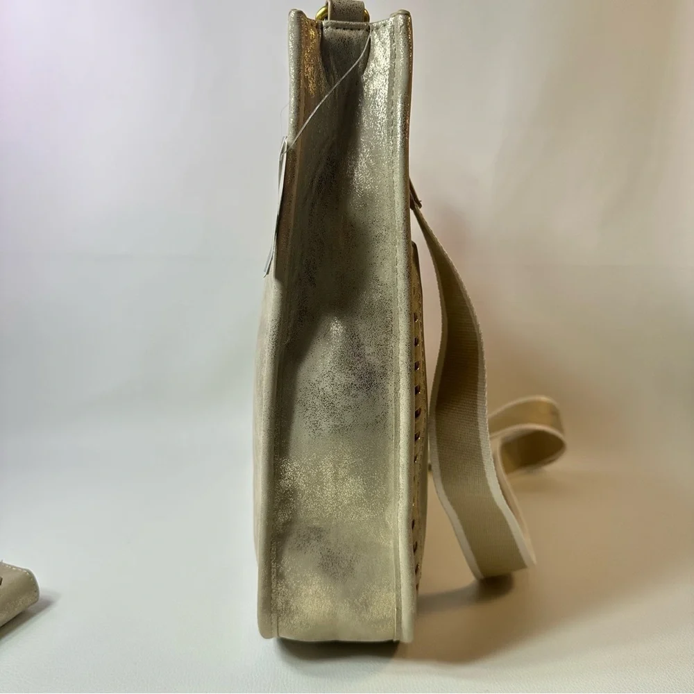 NEW Women’s Style & Co Metallic Gold Whipstitch Shoulder Bag and Zip Wallet - Picture 7 of 13